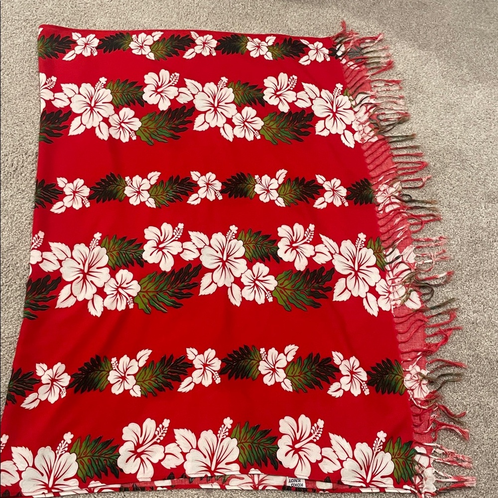 KOKO KNOT women's 100% rayon Hawaiian floral print sarong cover up EUC